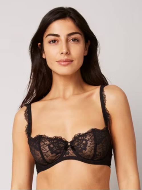 Journelle Black Isabel Balconette Unlined Lace Underwire Cup Bra 30c New